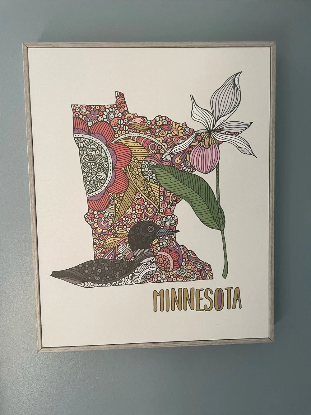Minnesota State Loon Bird Intricate Blooming Flowers wall art